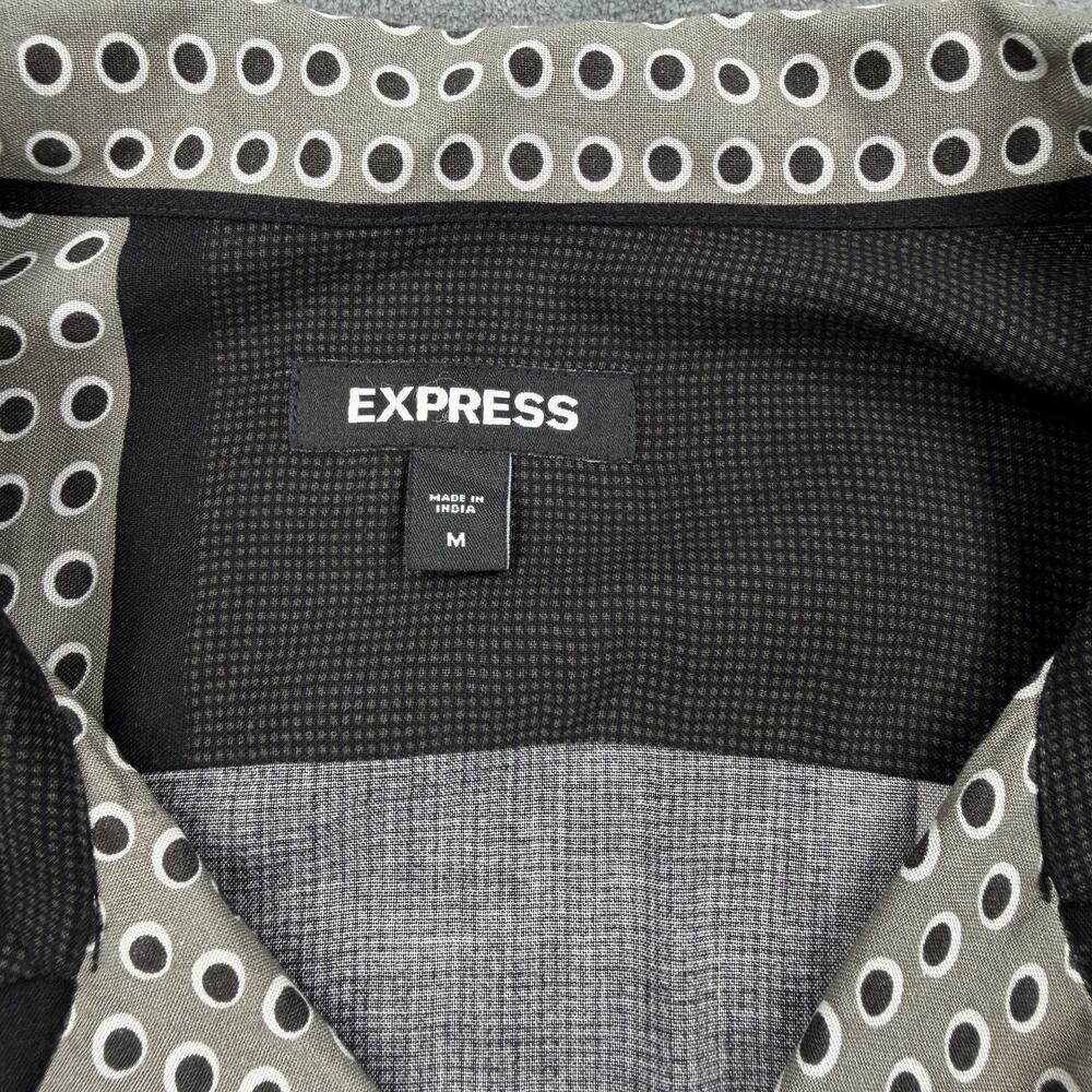 Express Mens Medium Patchwork Short Sleeve Button… - image 3
